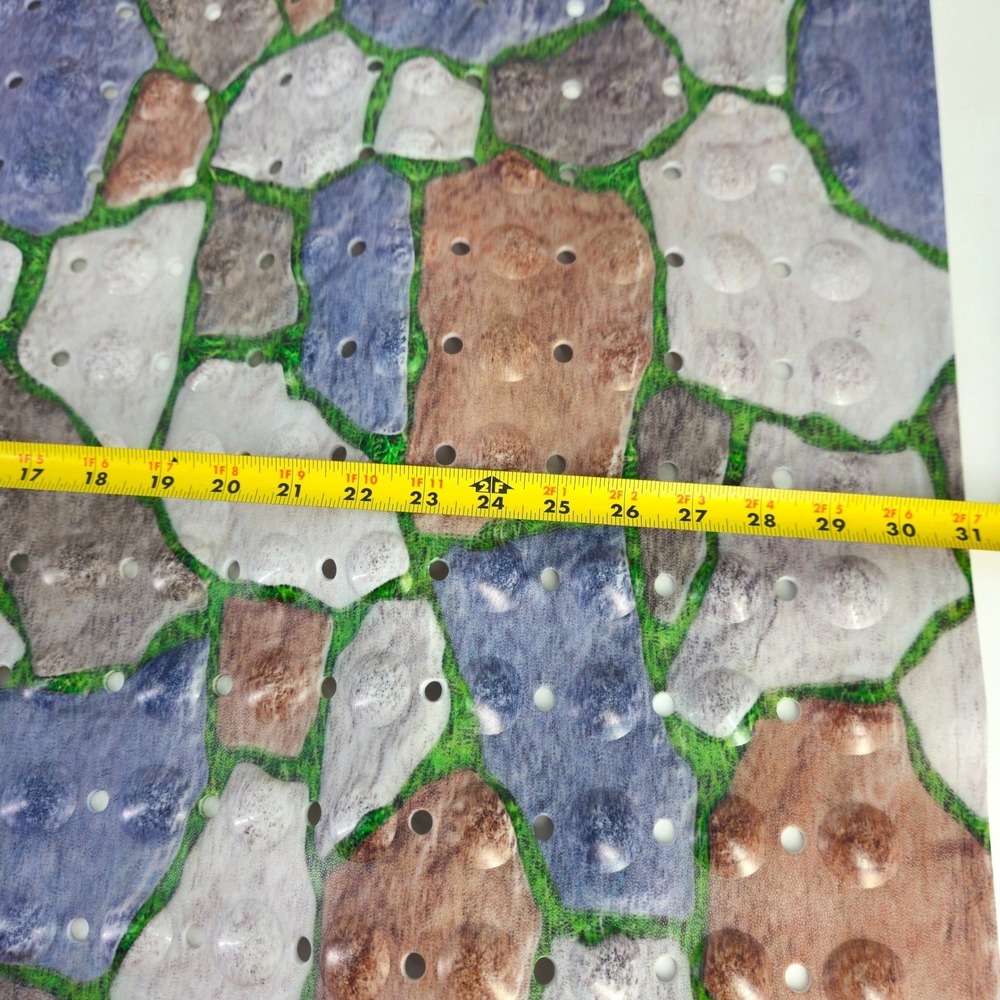 Square Cobblestone Pebble Print Shower Mat Non-Slip Suction Cup Multicolor 31x31 - Picture 3 of 6